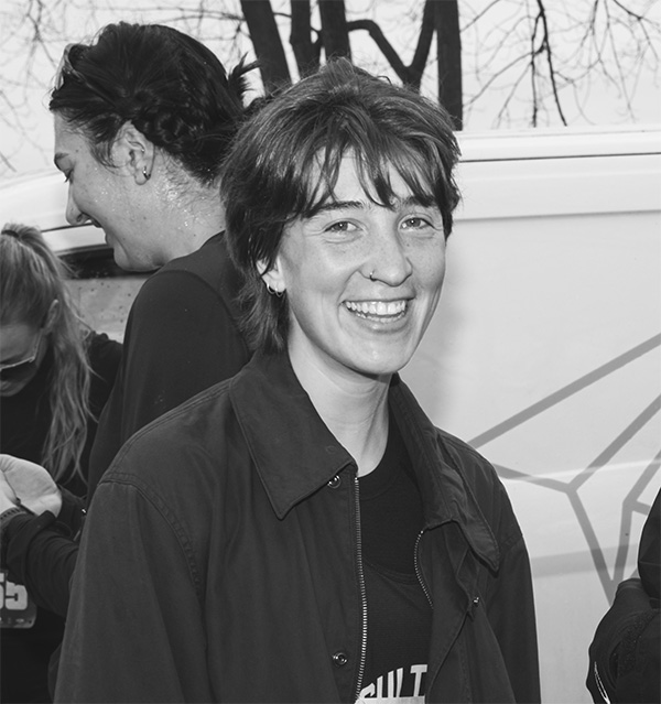 Chemistry student Olivia Mann-Delaney in a B&amp;W candid portrait