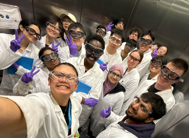 Anna Galang takes a selfie with the Nanobootcamp students.