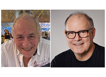 Head shots of two white men smiling into the camera