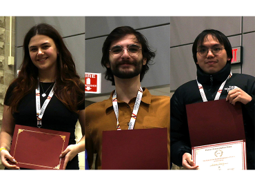Head shots of three students receiving awards